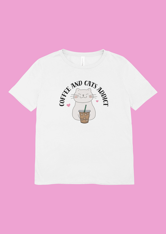 Oversized t-shirt Coffee and cats addict