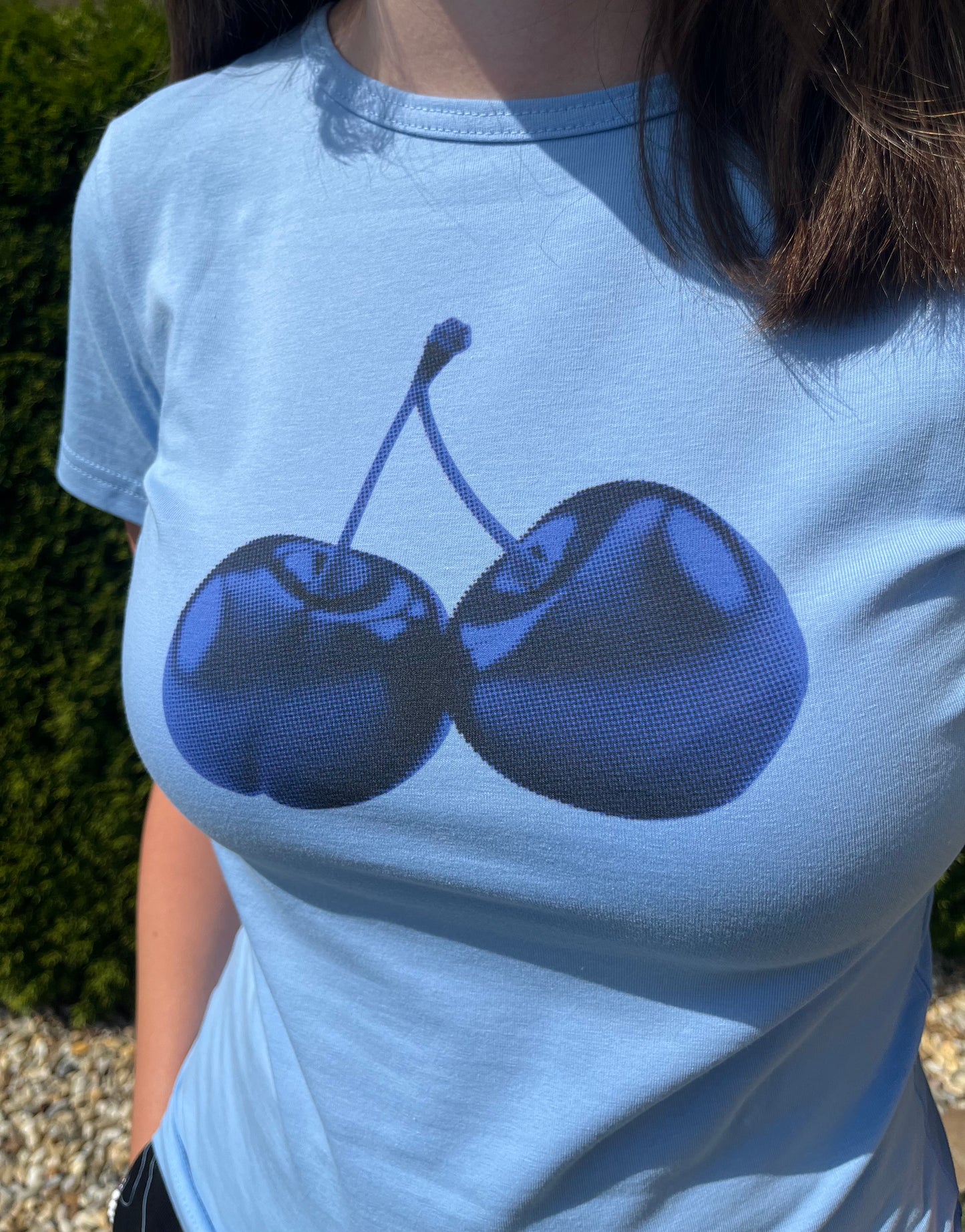 Baby blue regular slim t-shirt Cherries